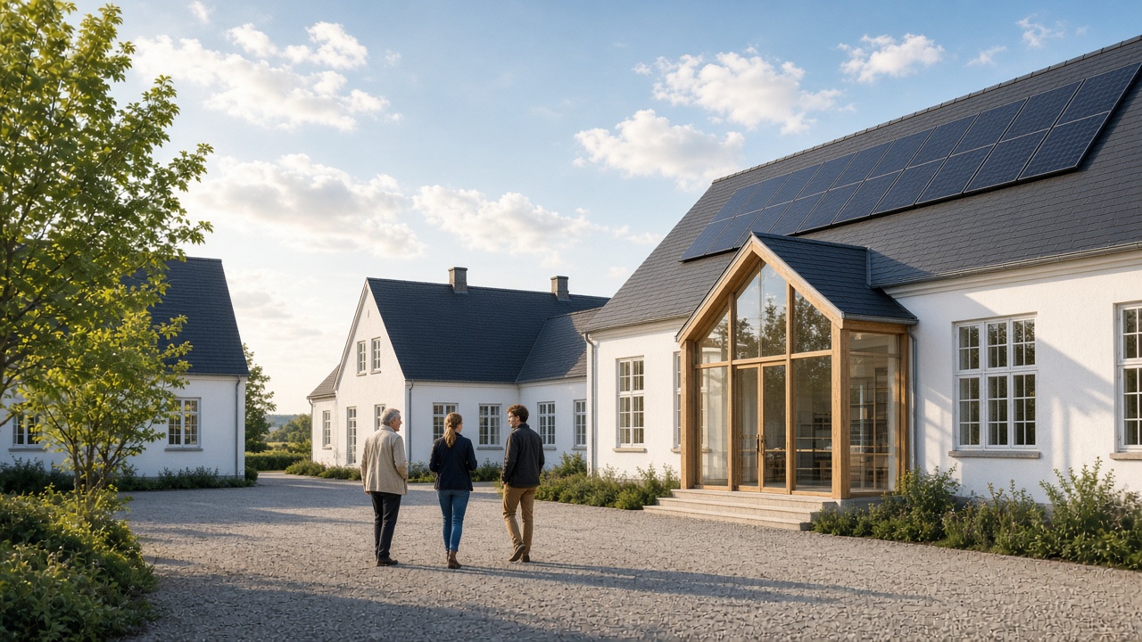 Dansk firlænget gård med solceller som lokalt videnscenter